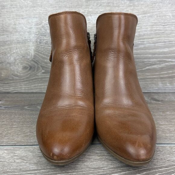 Frye Judith Double Zip Wheat Tan Leather Women’s Sz 10M Heeled Ankle Boots - Picture 2 of 12